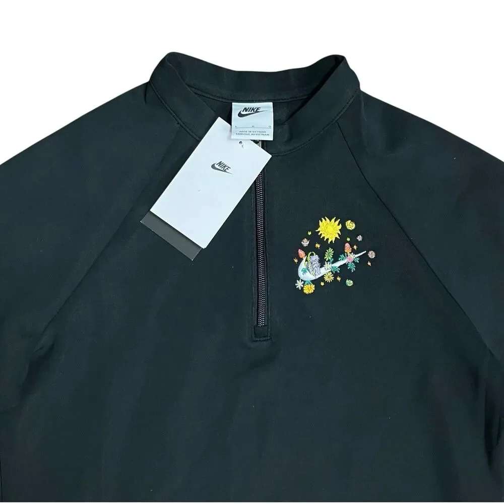 Nike Black Quarter Zip‎ Embroidered Graphic Y2K Athleisure Dress